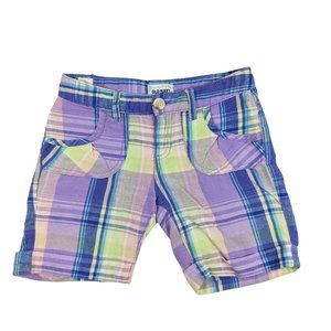 Old Navy Girls Purple Plaid Linen Shorts Size 10